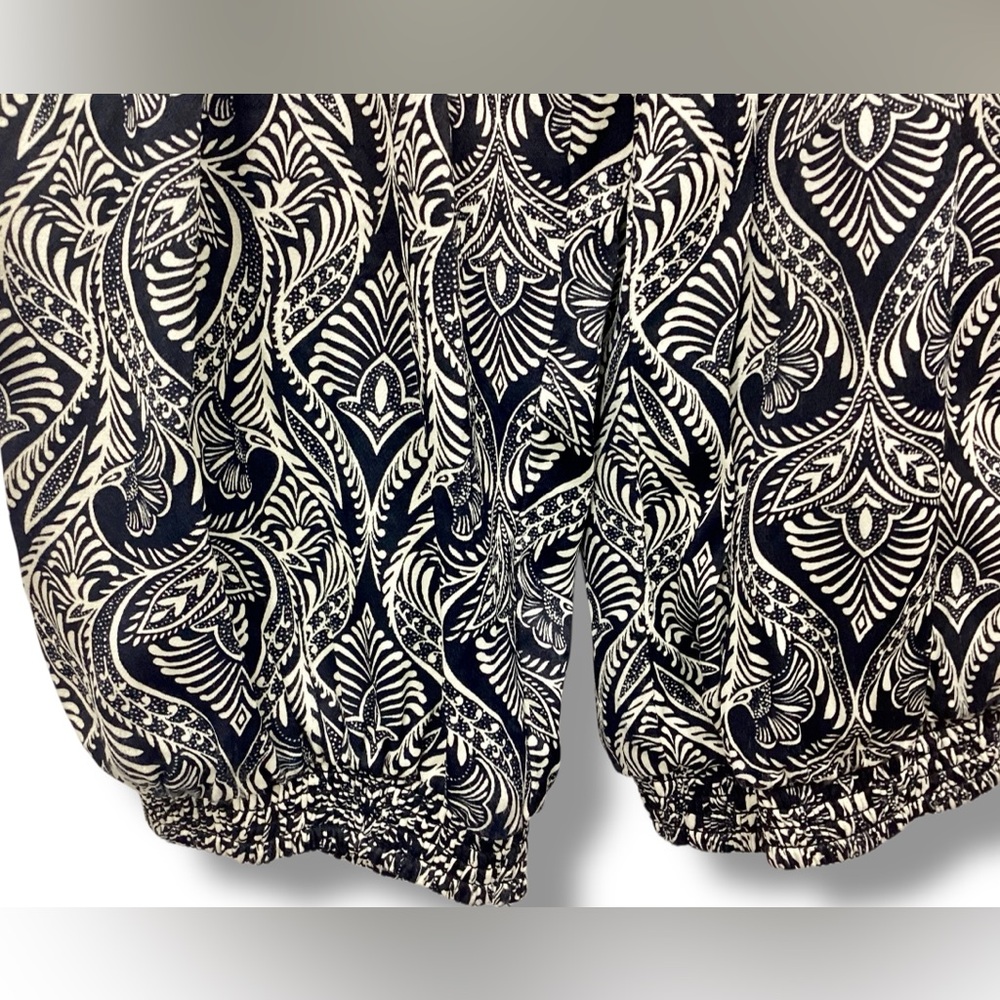 Anthropologie Zadie Black Printed button Jumpsuit Flutter sleeve Pockets - Picture 7 of 12